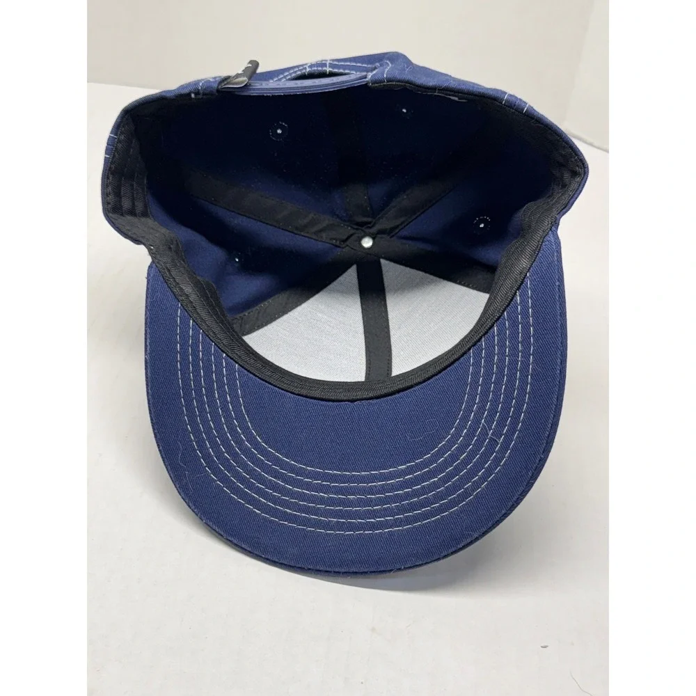 Grizzly Griptape Navy Blue Snapback Hat White Contrast Stitch Script Logo Hat